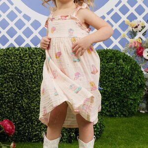 NWT Tullabee Girl Western Cowgirl 100% Organic Muslin Cotton Sleeveless Dress 6